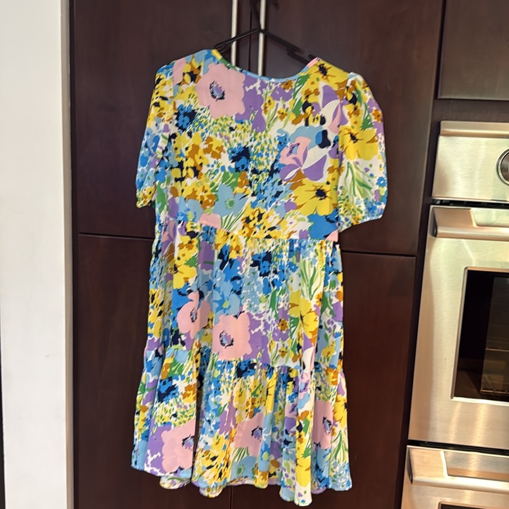 SHEIN Bright floral short sleeve babydoll dress multicolor Size Small - Picture 4 of 9